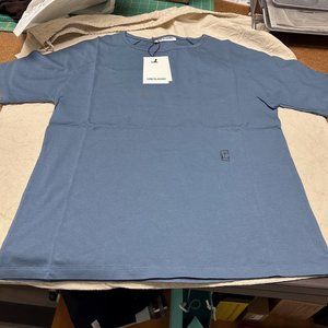 NWT Low Classic Logo EMBROIDERY Cotton Short Raglan Sleeve T-SHIRT Blue